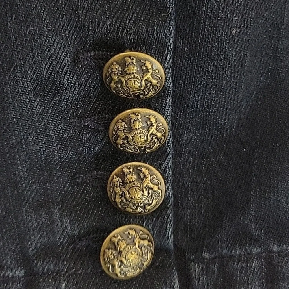 Ralph Lauren 100% cotton denim navy blazer w/crest girl's 14 prep school uniform